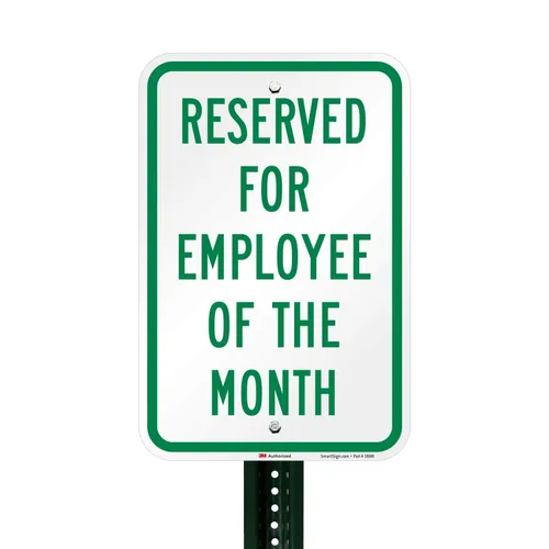 Miniatura 3 de SmartSign - Letrero de estacionamiento con texto en inglés "Reserved for Employee of the Month", 12 x 18 pulgadas, aluminio reflectante de grado