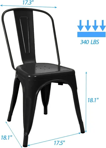 Miniatura 3 de Devoko Sillas de metal para interiores y exteriores, estilo envejecido, sillas de comedor y cocina, sillas laterales apilables con respaldo, juego
