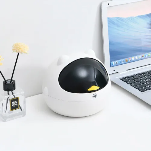 Miniatura 6 de Papelera de escritorio con tapa, mini cesta de basura para gatos, portátil, moderno, herramientas de limpieza para el hogar, oficina, sala de estar
