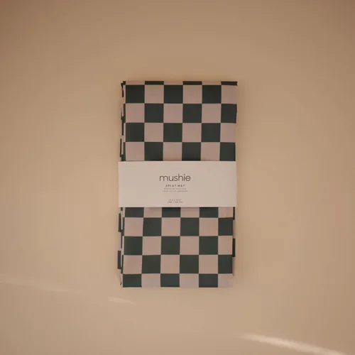 Miniatura 8 de mushie Alfombrilla para Splat de Bebé 42.5x42.5 Pulgadas (Olive Check) Resistente al Agua para Debajo de Silla Alta y Juego Infantil