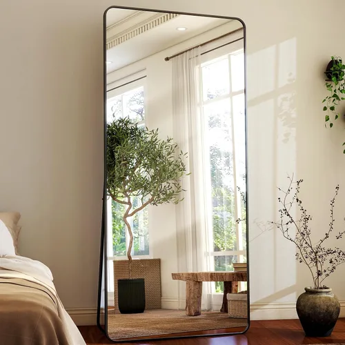 Miniatura 8 de HARRITPURE - Espejo grande de 71 x 32 pulgadas, espejo de longitud completa con soporte, espejo de cuerpo completo para piso, con marco rectangular