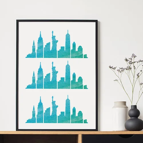 Miniatura 6 de MAYJOYDIY Plantilla de la ciudad de Nueva York de 11.7 x 8.3 pulgadas, plantillas de construcción de ciudad, estatua de la libertad, plantillas