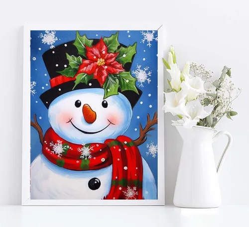 Miniatura 4 de Diymood Pintura por números para adultos, Navidad, pintura al óleo de muñeco de nieve, kits de pintura acrílica por números para niños, adultos