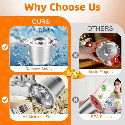 Miniatura 4 de Paquete de 3 cápsulas de café reutilizables K Cups para Keurig 1.0: tazas K recargables de acero inoxidable - Filtros de café reutilizables