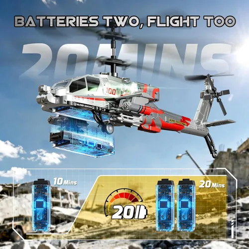 Miniatura 2 de XIKOTEC Helicóptero RC, Juguete de Helicóptero Militar a Control Remoto para Niños, Principiantes y Adultos con Mantenimiento de Altitud, Giroscopio