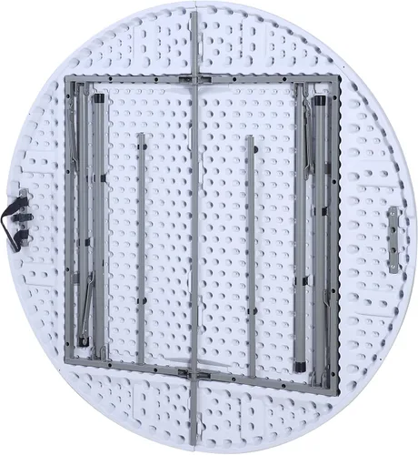 Miniatura 8 de Mesa plegable redonda bi-plegable interior al aire libre picnic fiesta camping casa en blanco
