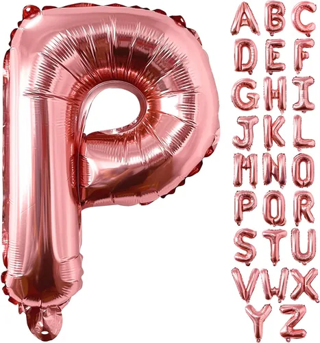 Lovoir Globos grandes de 40 pulgadas de oro rosa con la letra P de gran tamaño, globo de helio de aluminio de Mylar para decoración de fiesta de