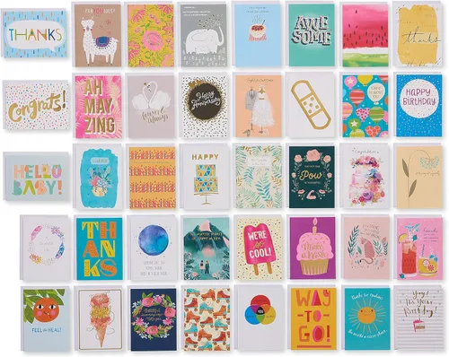 American Greetings Surtido de tarjetas para todas las ocasiones, cumpleaños, gracias, pensando en ti, felicitaciones y más (40 unidades)