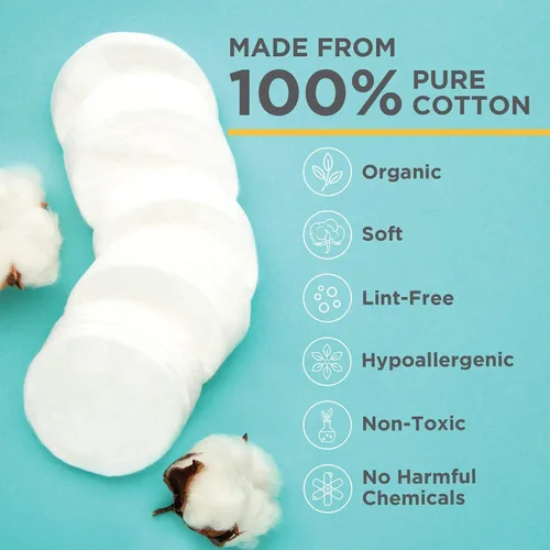 Miniatura 2 de NOLEO Redondas de algodón orgánico, tamaño pequeño prensado y sin pelusas, biodegradables y compostables, 100 unidades - Removedor de maquillaje