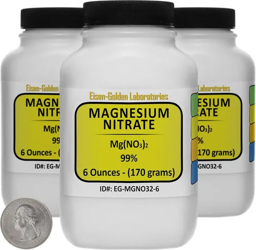 Nitrato de magnesio [Mg (NO3)2] 99% USP Polvo de grado alimenticio 1.1 Lb en tres botellas