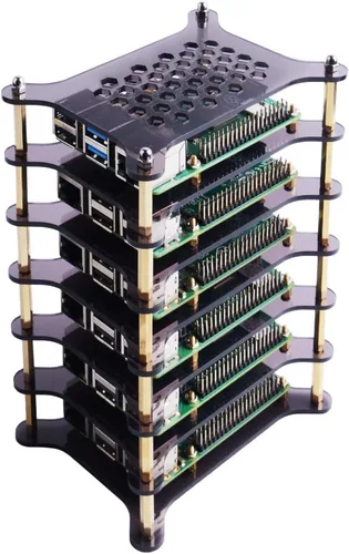 Miniatura 8 de GeeekPi Estuche de 6 capas con disipadores de calor apilable para Raspberry Pi 4/3/2 Modelo B, Raspberry Pi 3 Modelo B+ (marrón)