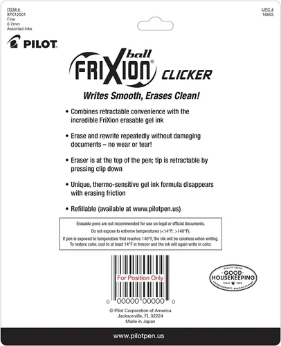 Miniatura 5 de PILOT Frixion - Bolígrafos borrables, punta fina de 0.028 in, paquete de 6 bolígrafos de tinta retráctil negra + 4 recambios adicionales