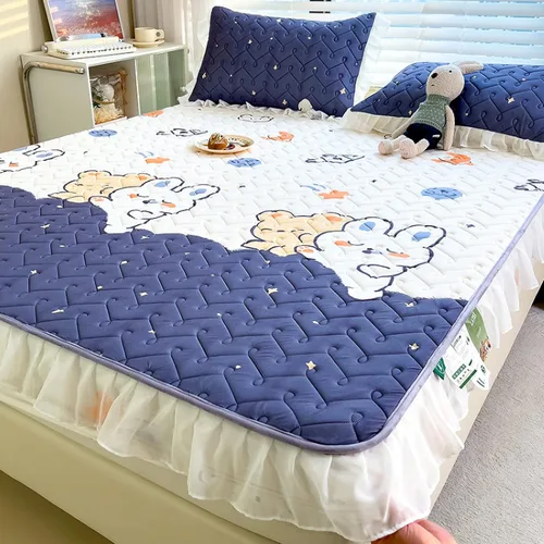 Miniatura 21 de Sábanas de bolsillo profundo, sábanas de látex de seda de hielo, fundas de colchón con estampado de dibujos animados agradables a la piel, con Gris