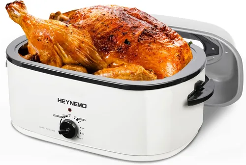 Miniatura 17 de Horno asador de 28 cuartos de galón, bandeja asadora eléctrica con tapa visible y de auto-rociado, horno asador eléctrico grande de acero inoxidable
