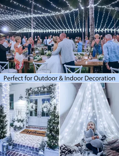 Miniatura 4 de Cadena de 200 luces LED de 98 pies, impermeables con 8 modos con memoria, fuente de alimentación certificada por UL de 30 V para el hogar, jardín