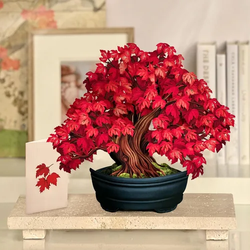Miniatura 2 de Freshcut Paper Tarjetas desplegables, árbol de arce rojo, ramo de flores de tamaño real de 12 pulgadas, tarjeta de felicitación emergente 3D