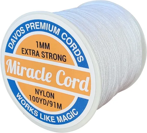 Cordón de nailon de 0.039 pulgadas (0.039 in), multiuso, extra fuerte, hilo trenzado, joyería, collar, pulsera, hacer cuerdas, manualidades, Blanco