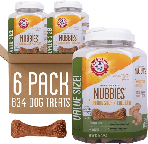 Miniatura 7 de Arm & Hammer for Pets Nubbies Golosinas Dentales Bicarbonato de sodio Calcio Nubbed Texture Scrubs Placa Tartar Sabor Pollo Refresca el Aliento