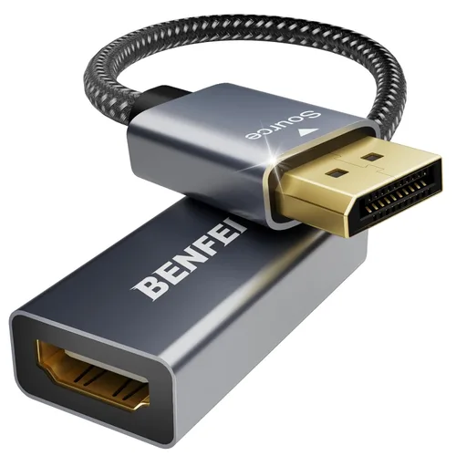 Miniatura 8 de BENFEI Paquete de 2 cables adaptadores 4K DisplayPort a HDMI, (2K 60Hz, 1080p 120Hz) Convertidor unidireccional DisplayPort a monitor HDMI, Gris
