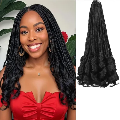 Miniatura 83 de Trenzas de ganchillo rizado francés T33, cabello pre-anillado 10 pulgadas, trenzas cortas rizadas francesas con extremos rizados, trenzas box
