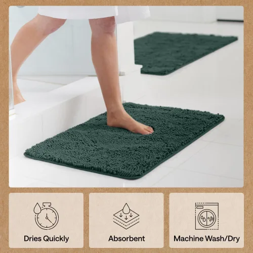 Miniatura 7 de GORILLA GRIP Alfombra de Baño 44x26, Chenilla Suave Absorbente, Tapetes de Microfibra de Secado Rápido, Respaldo de Goma Lavables Alfombras de Ducha