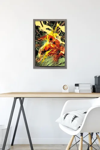 Miniatura 6 de Trends International DC Comics - Póster de pared de The Flash - Spears, 14.725 x 22.375 pulgadas, versión enmarcada de madera de granero