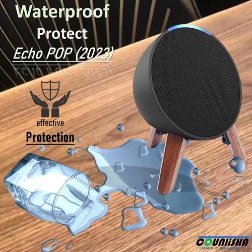 Miniatura 5 de Soporte de madera real para altavoz Echo Pop, soporte para accesorios de trípode, nogal