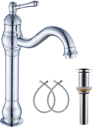 Miniatura 9 de Grifo giratorio de 360 ° con un solo orificio para lavabo de baño, desagüe desplegable a juego sin desbordamiento, bronce aceitado Bronce frotado