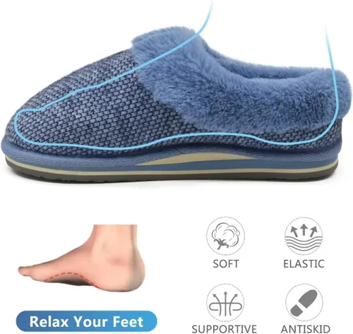Miniatura 4 de COFACE Pantuflas de espuma viscoelástica para mujer, cómodas y cálidas, con forro de cojín acogedor