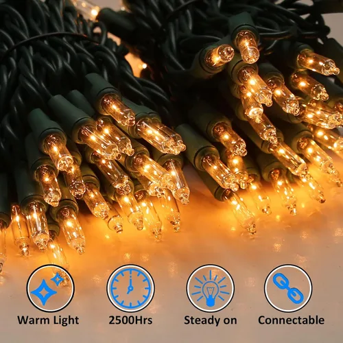 Miniatura 2 de LIDORE Guirnalda de mini luces transparentes superbrillantes, regalo para decoración, 21.45 pies, 100 bombillas con cable verde, iluminación Verde