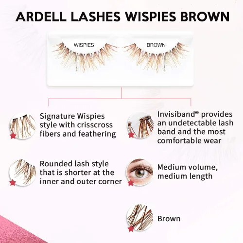 Miniatura 3 de Ardell Wispies Pestañas Postizas - Marrón, Pestañas Finas de Aspecto Natural, Pestañas de Tira Ligeras y Reutilizables, Paquete de 4