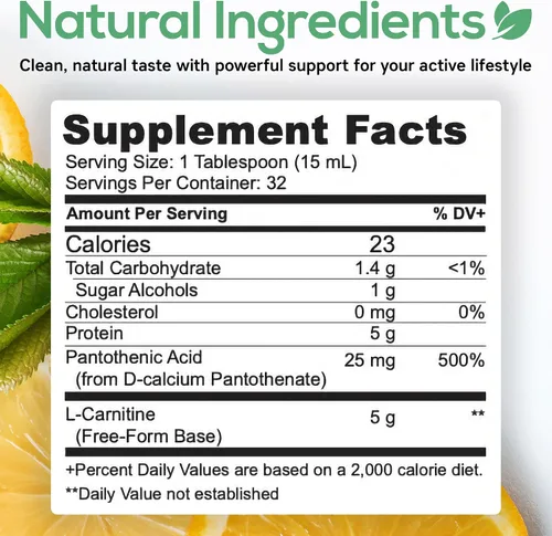 Miniatura 5 de Parker Naturals Líquido concentrado de L-carnitina, suplemento de L-carnitina con sabor a cítricos totalmente naturales, L-carnitina líquida