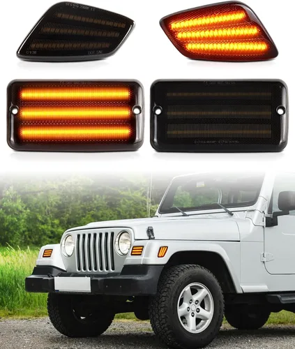 Miniatura 8 de Luces direccionales delanteras ámbar para Jeep Wrangler TJ 1997 1998 1999 2000 2001 2002 2003 2004 2005 2006, DRL luces de estacionamiento