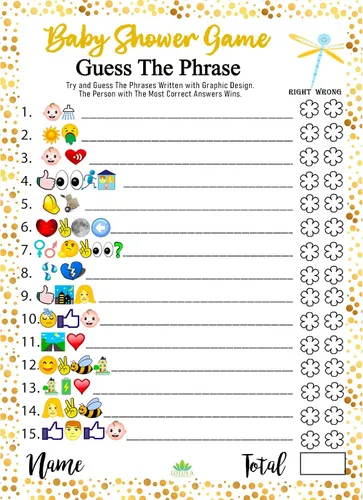 LOTUS-A Juegos de baby shower – Divertidas tarjetas de adivinar la frase y predicciones, 30 cartulinas gruesas de 7 x 5 pulgadas, impresas en la