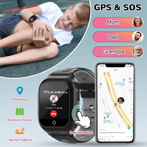 Miniatura 4 de Wonlex - Reloj inteligente 4G para niños con tarjeta SIM, reloj inteligente GPS para niños, monitor de salud con temperatura, videollamadas, cámara
