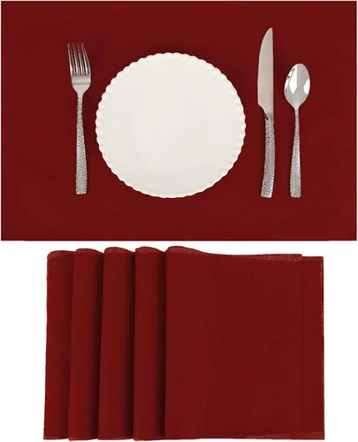 Miniatura 8 de Juego de 6 manteles individuales de tela tipo lino, 19 x 13 pulgadas, doble capa gruesa, sin arrugas, resistente al calor, para comedor, cocina