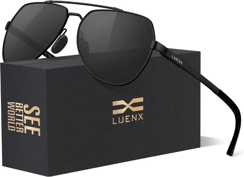 Miniatura 2 de Lentes para aviador Luenx polarizados, para hombres y mujeres, con armazón de metal grande, protección UV 400