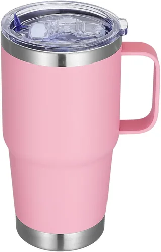 Miniatura 22 de Vaso térmico de acero inoxidable de 20 oz con asa, envase a granel, vasos termales metálicos aislados, taza de café de viaje con asa, vaso de doble