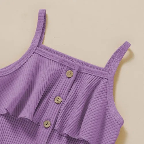 Miniatura 4 de Ropa de niña para bebé, ropa sin mangas, lindo halter mameluco de una sola pieza, conjunto de ropa de verano 1-5T