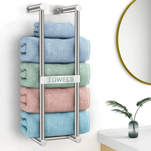 Miniatura 9 de STWWO Toallero para Baño Montado en Pared, Toallero de Pared de 22 Pulgadas para Toallas Enrolladas, Almacenamiento de Toallas para Baño Pequeño