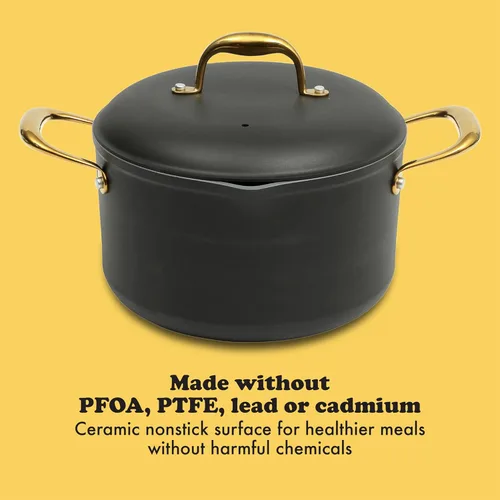 Miniatura 4 de Frok Juego de 10 piezas de ollas y sartenes de aluminio de 4 mm de espesor con revestimiento antiadherente de cerámica libre de PFA