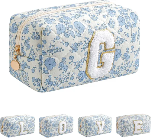 Miniatura 52 de Bolsa de maquillaje alfabética JOVAKIT, bolsa de cosméticos para mujeres, regalos de Navidad para niñas de 6 a 18 años, neceser de viaje con flores