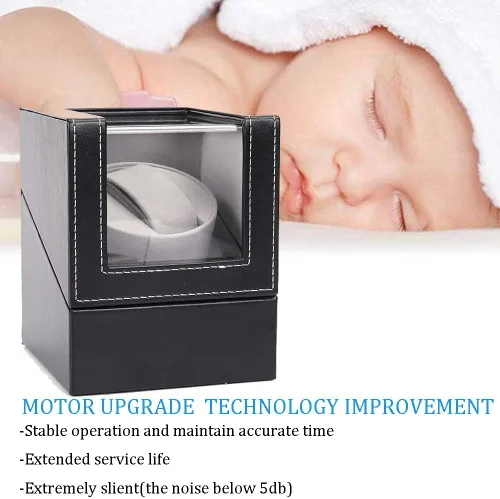 Miniatura 2 de AOKELILY Bobinador automático de un solo reloj, en carcasa de madera y cuero negrofibra de carbono, motor japonés