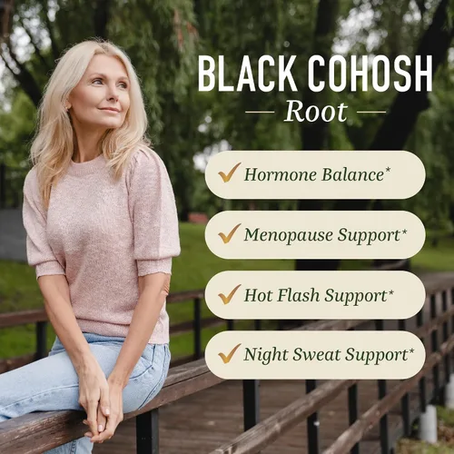 Miniatura 2 de Gomitas de cohosh negro para alivio de la menopausia, sofocos y sudores nocturnos, 50 mg de raíz de cohosh negro para mujeres, sin gluten