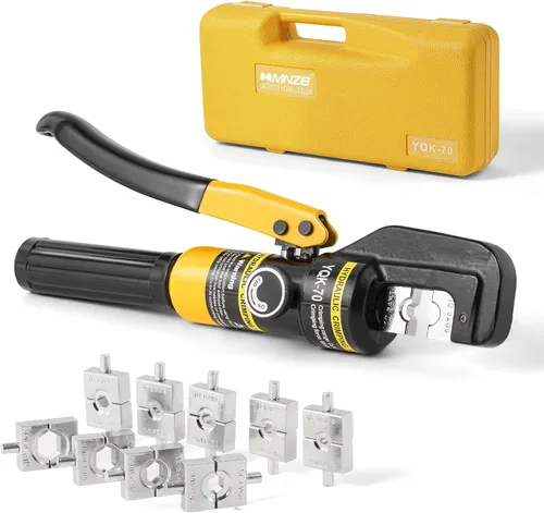 Miniatura 7 de Alicates de crimpado hidráulico de 12 toneladas de 6 AWG a 500 MCM Kit de herramientas de prensado hidráulico de mano con terminal de cable