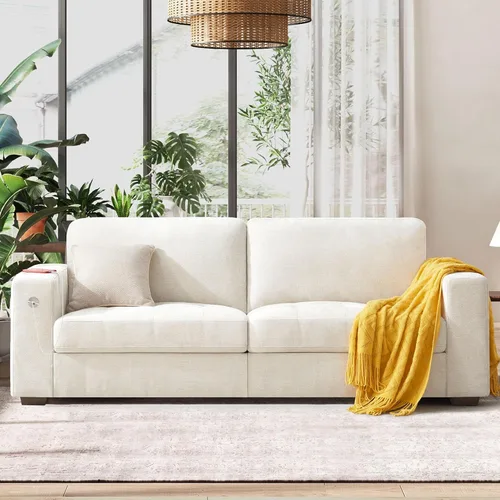 Miniatura 7 de Hanherry - Sofá de 89" para sala de estar, sofá moderno y cómodo con cojín de asiento de firmeza media, funda extraíble, reposabrazos anchos, puerto