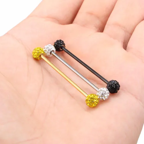 Miniatura 17 de Ruifan Piercings de 14 g de acero inoxidable Industrial Barbell para cartílago de la oreja joyería1 1/2 pulgadas (38 mm)