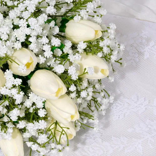 Miniatura 3 de Waipfaru 15 flores artificiales de aliento de bebé, flores artificiales de aliento de bebé, flores blancas falsas de tacto real, gypsophila