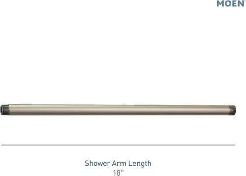 Miniatura 3 de Moen Brazo de ducha recto extendido de níquel cepillado de 18 pulgadas, 336651BN cepillado níquel
