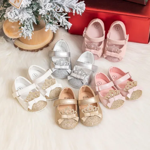 Miniatura 2 de Meckior Zapatos deportivos para bebé y niñas, suela suave, con lazo, princesa, vestido de boda, Mary Jane, planos, para recién nacidos, ligeros